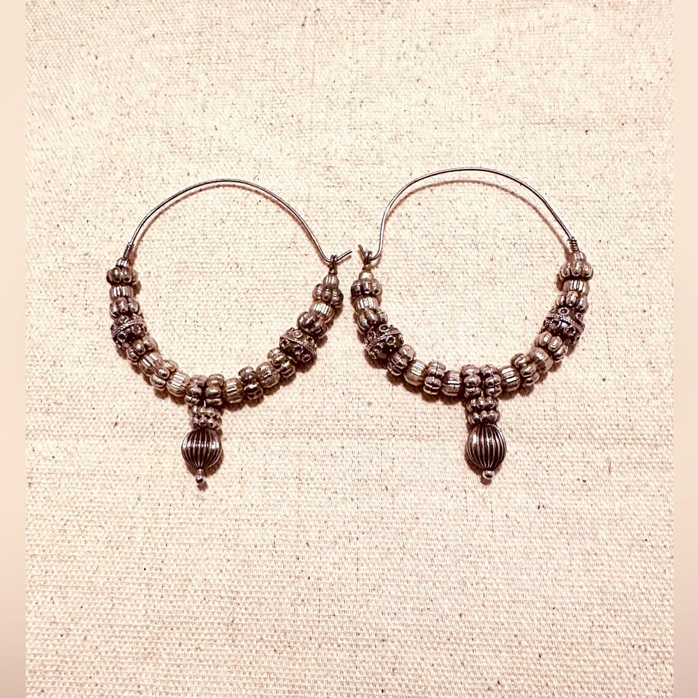 Vintage | Earrings | Indian Silver Balas with Silver Stations